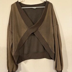 Women's Brown Crossover Sweater